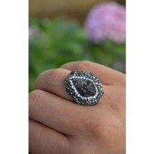 Stoneage Ametist Doğal Taş Özel Tasarım Ayarlanabilir Kadın Yüzük