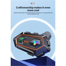 Aesco Y20 2x 1000M Telsiz Mesafeli 2 Kişi Bağlantılı Bluetooth Kask Kulaklık Fenerli Intercom - Lisinya