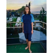 Tesmay Hızlı Kuruyan Mayo Kumaşı Fermuarlı Kısa Kollu Taytlı Kadın Mayo 3416