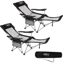 Wejoy Aerocomfort Lounge 2'li Set 4 Pozisyonlu Yatabilen Kamp Sandalyesi Blk/gry