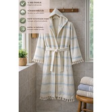 CES STORE %100 Pamuk Kapüşonlu Bornoz, Unisex Pestemal Banyo Bornozu, Hafif, Yumuşak ve Hızlı Kuruyan