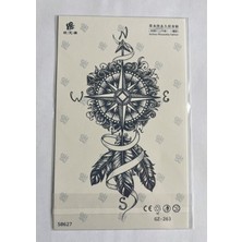 Airbrush Tattoo Süslü Pusula Yarım Kol Yarı Kalıcı 1 Ay Kalıcı Geçici Dövme 18X11 cm