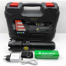 farissu Gold Silver GS-15200 | 110W 11.000 Lümen - 3 Km Menzilli Profesyonel Zoomlu El Feneri