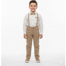 bebexy Beyaz Gömlekli Camel Pantolonlu Askılı  Takım 10