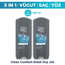 Dove Men +Care Duş Jeli Body, Face&hair Clean Comfort 400 ml X2