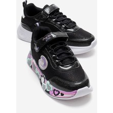 Ccway Cırtlı Kalpli Taban Anorak Çocuk Spor Ayakkabı 31-35 SİYAH LİLA