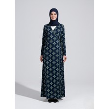 Plistre 2311_PRATIK Yandan Bağlamalı Kruvaze Biye Kuşaklı %100 Polyester Kumaş Tesettür Namaz Elbisesi