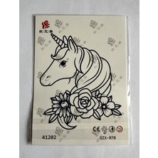 Airbrush Tattoo Süslü At Yarı Kalıcı Geçici Dövme Sonradan Kararan 1 Aylık Dövme 11X8 cm