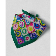 Ege Fular Şal Kandinsky Serisi Sanat Temalı Lüks Ipek Rayon Fular - 55X55 cm Italyan Dikişli