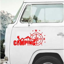Sticker Dizayn Kamp ve Pusula Sticker - Araba Oto Motosiklet Karavan Cam Sticker - 00134