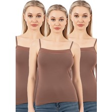 Özkan Underwear Özkan 2041 3'lü Paket Kadın Viskon Yakası Saten Detaylı Esnek Yumuşak Ince Askılı Atlet