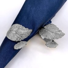 Velora Kapı Stoperi, 10 Parça Gümüş Yaprak Desenli Peçete Halkası Seti, Lüks Peçete Tutucu, Doğum Günü Düğün Parti Dekorasyonu Için, Gümüş Renk Metal Peçete Halkaları