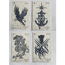 Airbrush Tattoo Kartal Çapa 4 Adet Birden 1 Ay Kalıcı Yarı Kalıcı Geçici Dövme 18X11 cm