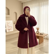 Moda Morfo Beli Kuşaklı Cepli Sakallı Kap -Bordo