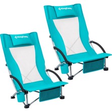 Kingcamp Lilac High Comfort Plaj ve Dinlenme Sandalyesi 2'li Set Cyan