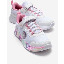 Ccway Cırtlı Kalpli Taban Anorak Çocuk Spor Ayakkabı 31-35 BEYAZ PEMBE