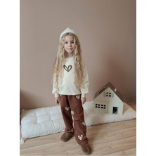 Yiğit Butik Kalp Baskılı Bol Paça Kız Çocuk Alt Üst Takım