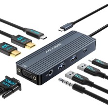 Acasis 8 Port 4K 60Hz VGA Usb-C Çoklayıcı Dock Istasyonu (DS-0801)