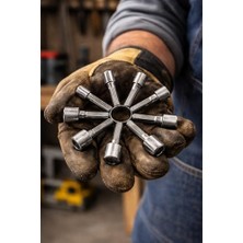 Velora Profesyonel 9’lu Manyetik Somun Adaptör Seti, Güçlü Mıknatıslı Crv Lokma Uçlar, Matkap ve Şarjlı Vidalama Uyumlu (5 ve 13 Mm)