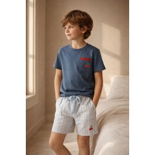 Katia & Bony Erkek Çocuk Mediterranean Kiraz Desenli Şortlu Pijama Takımı Lacivert