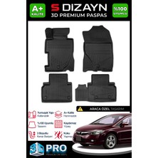 S-Dizayn Honda Civic 3D Pro Havuzlu Paspas 2006-2012 A+ Kalite 3DS-SDZ052