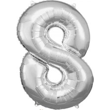 İKM Rakam Folyo Balon 40INÇ Gümüş -8-