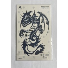 Airbrush Tattoo Kanatlı Dragon Yarım Kol Yarı Kalıcı 1 Ay Kalıcı Geçici Dövme 18X11 cm