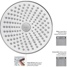 Velora Croma Select S 17,78 cm Su Tasarruflu Düşük Akışlı Duş Başlığı Modern 2-Sprey Yağmur, Quickclean Krom Yoğun Yağmur, 04388000