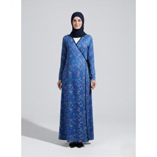 Plistre 2311_PRATIK Yandan Bağlamalı Kruvaze Biye Kuşaklı %100 Polyester Kumaş Tesettür Namaz Elbisesi
