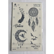 Airbrush Tattoo Tüy Peri Yarım Kol Yarı Kalıcı 1 Ay Kalıcı Geçici Dövme 18X11 cm