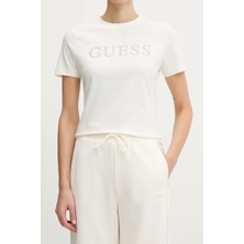 Guess Kadın Octavia Aktif Slim Fit T-Shirt - Beyaz