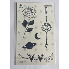 Airbrush Tattoo Gül Ok Yarım Kol Yarı Kalıcı 1 Ay Kalıcı Geçici Dövme 18X11 cm