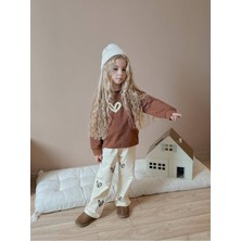 Yiğit Butik Kalp Baskılı Bol Paça Kız Çocuk Alt Üst Takım