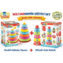 Sayıcı Kids 2’li Bebek Gelişim Seti | Silindir Kule Bultak + Sallanan Halkalar | Eğitici Oyuncak