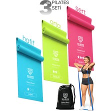 Telvesse 3 Farklı Direnç Açık Uçlu Çantalı Pilates Aerobik Egzersiz Squat Lastiği Bant Açık Uç Tb3-Rgb