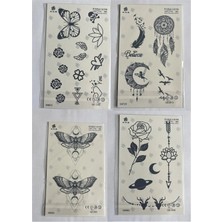Airbrush Tattoo Kelebek Yusufçuk 4 Adet Birden 1 Ay Kalıcı Yarı Kalıcı Geçici Dövme 18X11 cm