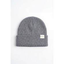 Bahels Unisex Gri Kalın Basic Düz Triko Bere