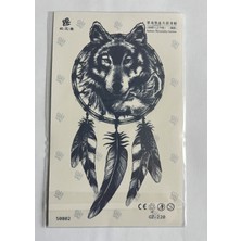Airbrush Tattoo Bozkurt Düşü Yarım Kol Yarı Kalıcı 1 Ay Kalıcı Geçici Dövme 18X11 cm