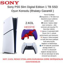 SONY Ps5 Slim Digital 1 Tb SSD Oyun Konsolu + 2. Kol Hediye