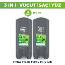 Dove Men +Care Duş Jeli Body, Face&hair Extra Fresh 400 ml X2