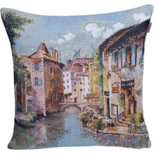 Believe Venedik Tarihi Sokaklar Jakarlı Dokuma Goblen Dekoratif 45*45KIRLENT