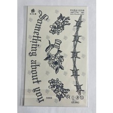 Airbrush Tattoo Yazı Diken Yarım Kol Yarı Kalıcı 1 Ay Kalıcı Geçici Dövme 18X11 cm