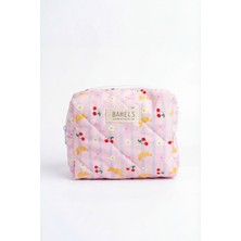 Bahels Kruvasan Makyaj Çantası Pembe Renkli Yumuşak Kapitone Tasarım ile Günlük Kullanım İçin İdeal