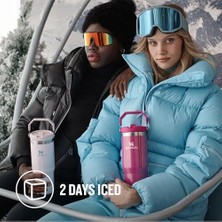 Velora Iceflow Flip Straw Tumbler Pipetli Termos Bardak, Simli Pembe (Shimmer), 0.89 Litre