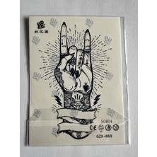 Airbrush Tattoo Metalica Yarı Kalıcı Geçici Dövme Sonradan Kararan 1 Aylık Dövme 11X8 cm