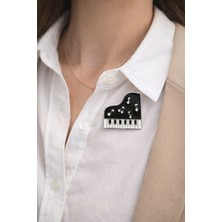 Herşey Nota Piyano ve Nota Figürlü Rozet – Müzik Temalı Metal Yaka Aksesuarı