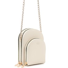 SHAKA Krem SHK267 Suni Deri 5 Bölmeli,zincirli ,telefonluk ve Omuz Çantası