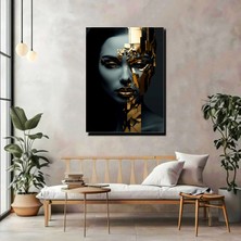 Artprinta Altın Detaylı Modern Kadın Portre Kanvas Tablo – Lüks ve Çağdaş Duvar Dekoru