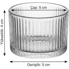 Velora 6'lı Çizgili Cam Kase Seti 5x4 cm | Çok Amaçlı Mini Çerezlik Sosluk | Şeffaf Mutfak Servis Sunum Kaseleri | Yoğurt Dondurma Kahvaltılık Kasesi