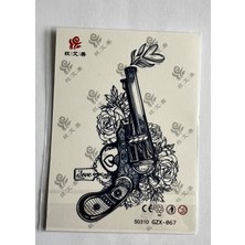 Airbrush Tattoo Süslü Tabanca Yarı Kalıcı Geçici Dövme Sonradan Kararan 1 Aylık Dövme 11X8 cm